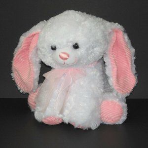 THE PETTING ZOO WHITE RABBIT PINK RIBBED PLUSH TOY
